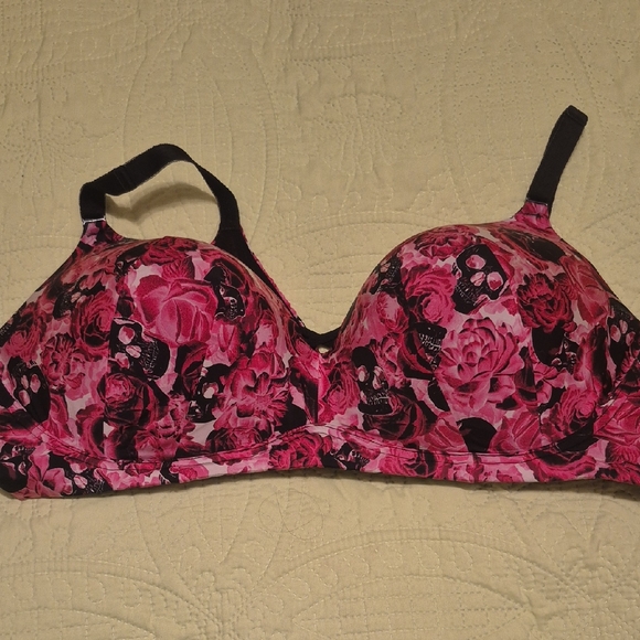 Pink Floral Skull Bra - Picture 1 of 2
